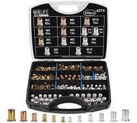 CCLIFE 500 Pièces Jeu de Écrou Rivet，écrous filetés à tête plate en Acier au Carbone et Plaqué Zinc，insert ecrou a sertir M3 M4 M5 M6 M8 M10