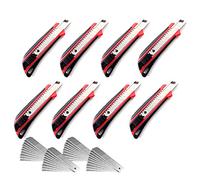 CCLIFE 8 pcs Cutter professionnel rétractable métal 18mm avec 40 lames avec Poignée en Antidérapant pour Couper les Papiers, les Cartons