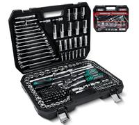 CCLIFE Coffret de Douilles et Embouts CR-V 218 Pièces, Boîte à Cliquet 72 Dents 1/2", 1/4", 3/8", Douilles Hexagonales, Torx, Fente, Phillips, Pozidrive