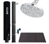 CCLIFE Douche Solaire, Douche de Jardin Solaire 35 litres, avec Plastique Plancher et Housse de Protection, Pommeau de Douche Réglable,Température de l'eau Réglable Jusqu'à 60°, pour Piscine Plage