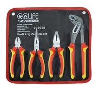 CCLIFE Jeu de 4 Pinces,Pince Mmultiprise-Pince Coupante-Pince Universelle-Pince Bec Long avec Manche et Souple Outillage Professionnel