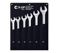 CCLIFE Jeu de 6 clés mixtes en acier Cr-V extra longues 34-50 mm | 6 tailles : 34, 36, 38, 41, 46 et 50 mm · Extra long · Acier Cr-V · Tête de morceau et anneau · Avec sac à outils