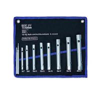 CCLIFE Jeu de Cle a Tubes,Clés à Tubes Douille Tubulaires Emmanchée Clés a Double Extrémité 10 pièces avec 2 Barres 6 x 7-20 x 22 mm