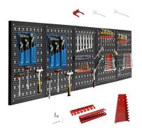 CCLIFE Panneau Porte Outils Mural de 5 Panneaux avec 43 supports panneaux perforés rangement 200x60x2cm avec 18pcs Matériel de Montage