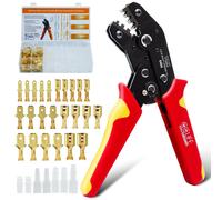 CCLIFE Pince à sertir pour cosses plates Set d'outils de sertissage avec gaines de protection | 0,5-2,5 mm² (AWG 20-13) | 300 pièces Fiche de câble