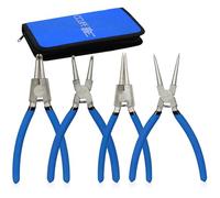 CCLIFE Pinces Circlips 225 mm - Lot de 4 Pinces à Circlips Intérieurs et Extérieurs Droites et Courbées Avec sac de Rangement