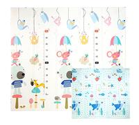 CCLIFE Tapis de Jeux Bebe Pliable Reversible Tapis éveil Bébé 196x176x1cm Impermeable Tapis Enfant Ramper,Color:Souris et poisson