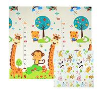 CCLIFE Tapis de Jeux Bebe Pliable Reversible Tapis éveil Bébé 196x176x1cm Impermeable Tapis Enfant Ramper,Color:Chiffres + Girafes