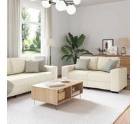 Ccslina Canapé 3 pièces beige 221 x 80 x 82 cm en mélange de lin avec fonction couchage et espace de rangement, canapé d'angle moderne pour salon et chambre d'amis, garniture rembourrée durable avec