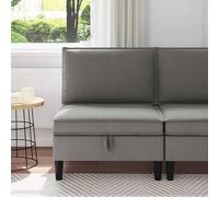 Ccslina Canapé central avec espace de rangement, velours gris foncé, design moderne, peu encombrant, durable, confortable, avec fonction couchage extensible, idéal pour le salon et la chambre d'amis