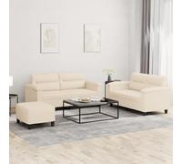 Ccslina Canapé d'angle 3 pièces avec coussin, beige, tissu microfibre, canapé-lit, canapé d'angle, ottoman, chaise longue, fonction relaxation