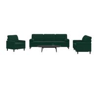 Ccslina Canapé d'angle 3 pièces avec coussins et traversins en velours vert foncé, canapé d'angle avec fonction sommeil, peu encombrant, confortable, avec espace de rangement, fonction relaxation