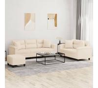 Ccslina Canapé d'angle 3 pièces avec fonction couchage et espace de rangement, beige, tissu microfibre, canapé, canapé d'angle rembourré, ottoman, chaise longue, coffre de lit, fonction relaxation