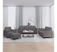 Ccslina Canapé d'angle 4 pièces avec coussin gris en cuir synthétique Canapé d'angle convertible Fonction relaxation Garniture de rembourrage pour salon, chambre d'amis et salon