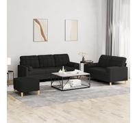 Ccslina Ensemble de 3 pièces avec coussin en tissu noir, canapé d'angle et canapé-lit pour salon, chambre d'amis, salon, gain de place, confortable, avec espace de rangement, fonction relaxation