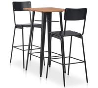 Ccslina Ensemble de bar 3 pièces en acier noir avec table et chaises pour salle à manger cuisine moderne rustique scandinave durable robuste