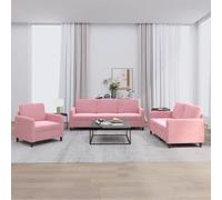 Ccslina Ensemble de canapé d'angle 3 pièces avec ottoman et chaise longue en velours rose, gain de place, confortable, avec espace de rangement, fonction relaxation, extensible, fonction lit