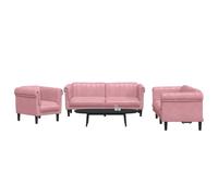 Ccslina Ensemble de canapé d'angle 3 pièces en velours rose avec espace de rangement et fonction de relaxation pour une maison confortable