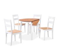 Ccslina Ensemble de salle à manger 5 pièces en MDF et bois d'hévéa blanc avec table à manger extensible et chaises confortables pour salle à manger moderne, rustique et scandinave, peu encombrant