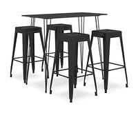 Ccslina Ensemble de salle à manger 5 pièces noir avec table à manger extensible et tabourets de bar empilables pour salon ou salle à manger moderne, rustique, scandinave et industriel