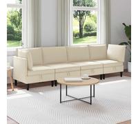 Ccslina Ensemble de salon 4 pièces en tissu crème avec espace de rangement et fonction couchage pour un salon confortable, design moderne, housse durable, comprend un ottoman et un canapé-lit, peu