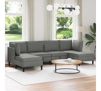 Ccslina Ensemble de salon 6 pièces en tissu gris foncé avec espace de rangement, rembourrage pour salon et chambre d'amis, canapé d'angle, ottoman, canapé-lit, peu encombrant, durable