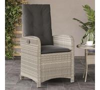 Ccslina Fauteuil de jardin avec coussin réglable, gris clair, en polyrotin, résistant aux intempéries, stable, ergonomique, confortable pour balcon, terrasse, salon, camping, extérieur