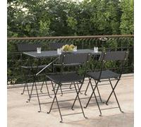 Ccslina Lot de 4 chaises de jardin pliantes, noires, en rotin synthétique et acier, empilables, résistantes aux intempéries, durables, confortables, peu encombrantes, pour balcon, terrasse, jardin