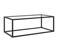 Ccslina Table basse noire avec verre trempé 100 x 50 x 35 cm pour salon, table de salon moderne en verre trempé et acier, idéale comme table d'appoint, petite table basse, ronde ou rectangulaire