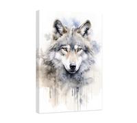 CCWACPP Toile murale avec motif loup - Aquarelle - Portrait abstrait de la faune sauvage - Pour salon, chambre à coucher, bureau, maison - Décoration murale encadrée (30 x 45 cm)