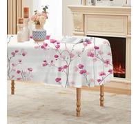CCZM Branche Florale Rose Nappe Impermeable Ovale 180x240 cm Fleur, Nappe de Table Liane Florale Retombante en Tissu Polyester, Décoration Nappe Lavable et Anti-Tache, G-5