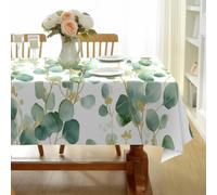 CCZM Brin D'eucalyptus Nappe Impermeable Rectangulaire Motif Botanique, Nappe de Table Floral Doré en Tissu Polyester, Décoration Nappe Lavable et Anti-Tache 160x200 cm, S-200