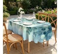 CCZM Eucalyptus Bleu Nappe Impermeable Ovale 180x240 cm Botanique À L'aquarelle, Nappe de Table Bohème en Tissu Polyester, Décoration Nappe Lavable et Anti-Tache, S-190