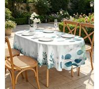 CCZM Eucalyptus Bleu Nappe Ovale 180x240 cm Botanique À L'aquarelle, Nappe de Table Motif Bohème en Polyester, Nappe en Tissu Imperméable et Anti-Tache, pour Cuisine, Salle à Manger, Jardin - S-181