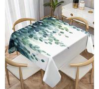CCZM Eucalyptus Nappe Carrée 100x100 cm Botanique À L'aquarelle, Nappe de Table Motif Feuillage en Polyester, Nappe en Tissu Imperméable et Anti-Tache, pour Cuisine, Salle à Manger, Jardin - S-176