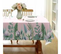 CCZM Eucalyptus Nappe Impermeable Rectangulaire Motif Botanique À L'aquarelle, Nappe de Table Pois en Tissu Polyester, Décoration Nappe Lavable et Anti-Tache 160x200 cm, S-185