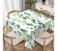 CCZM Eucalyptus Nappe Motif Botanique, Nappe Carrée 100x100 cm Anti Tache et Imperméable, Linge de Table en Polyester Lavable, Feuillage Printanier Décoration - S-198