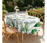 CCZM Eucalyptus Nappe Ovale 140x240 cm Botanique À L'aquarelle, Nappe de Table Motif Motif Floral en Polyester, Nappe en Tissu Imperméable et Anti-Tache, pour Cuisine, Salle à Manger, Jardin - S-196