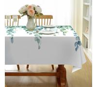CCZM Eucalyptus Nappe Rectangulaire 160x200 cm Botanique À L'aquarelle, Nappe de Table Motif Feuillage en Polyester, Nappe en Tissu Imperméable et Anti-Tache - S-176