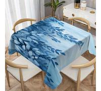 CCZM Feuille Bleue Nappe Impermeable Carrée 100x100 cm Botanique, Nappe de Table Feuillage À L'aquarelle en Tissu Polyester, Décoration Nappe Lavable et Anti-Tache, S-177