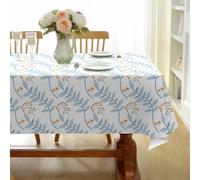CCZM Feuille Bleue Nappe Rectangulaire 160x200 cm Baies Orange, Nappe de Table Motif Fruits Botaniques en Polyester, Nappe en Tissu Imperméable et Anti-Tache - S-164