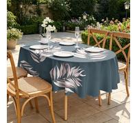 CCZM Feuille De Palmier Nappe Ovale 160x200 cm Botanique, Nappe de Table Motif Pois Bohèmes en Polyester, Nappe en Tissu Imperméable et Anti-Tache, pour Cuisine, Salle à Manger, Jardin - S-154