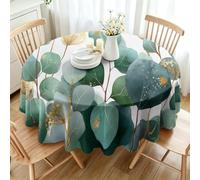 CCZM Fleur Ombelle Nappe Ronde 110 cm Eucalyptus, Nappe de Table Motif Botanique À L'aquarelle en Polyester, Nappe en Tissu Imperméable et Anti-Tache, pour Cuisine, Salle à Manger, Jardin - S-201