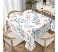 CCZM Fleur Rose Nappe Impermeable Carrée 100x100 cm Feuillage Bleu, Nappe de Table Motif Floral À L'aquarelle en Tissu Polyester, Décoration Nappe Lavable et Anti-Tache, S-175