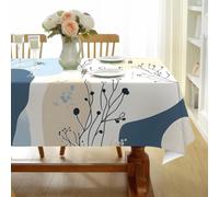 CCZM Floral Bohème Abstrait Nappe Rectangulaire 160x200 cm Floral Bleu Morandi, Nappe de Table Motif Botanique en Polyester, Nappe en Tissu Imperméable et Anti-Tache - G-504