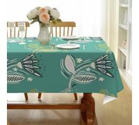 CCZM Floral Tropical Nappe Rectangulaire 160x200 cm Feuille Rétro, Nappe de Table Motif Botanique Bohème en Polyester, Nappe en Tissu Imperméable et Anti-Tache - S-166