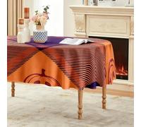CCZM Halloween Nappe Impermeable Ovale 180x240 cm Motif Carreaux Tartan | Citrouille Nappe de Table en Tissu Polyester Lavable et Anti-tache, Carreaux Décoration Nappe