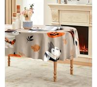 CCZM Halloween Nappe Impermeable Ovale 180x240 cm Motif Chiens Husky | Chapeaux de Sorcière Nappe de Table en Tissu Polyester Lavable et Anti-tache, Citrouille Décoration Nappe