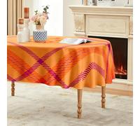 CCZM Halloween Nappe Impermeable Ovale 180x240 cm Motif Motif Argyle | Motif À Carreaux Nappe de Table en Tissu Polyester Lavable et Anti-tache, Citrouille Décoration Nappe