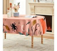 CCZM Halloween Nappe Ovale 180x240 cm Imperméable avec Motif Citrouille | Chauve-Souris Nappe de Table en Polyester Anti-tache, Nappe Décorative Feuilles D'automne pour Salle à Manger Cuisine Jardin